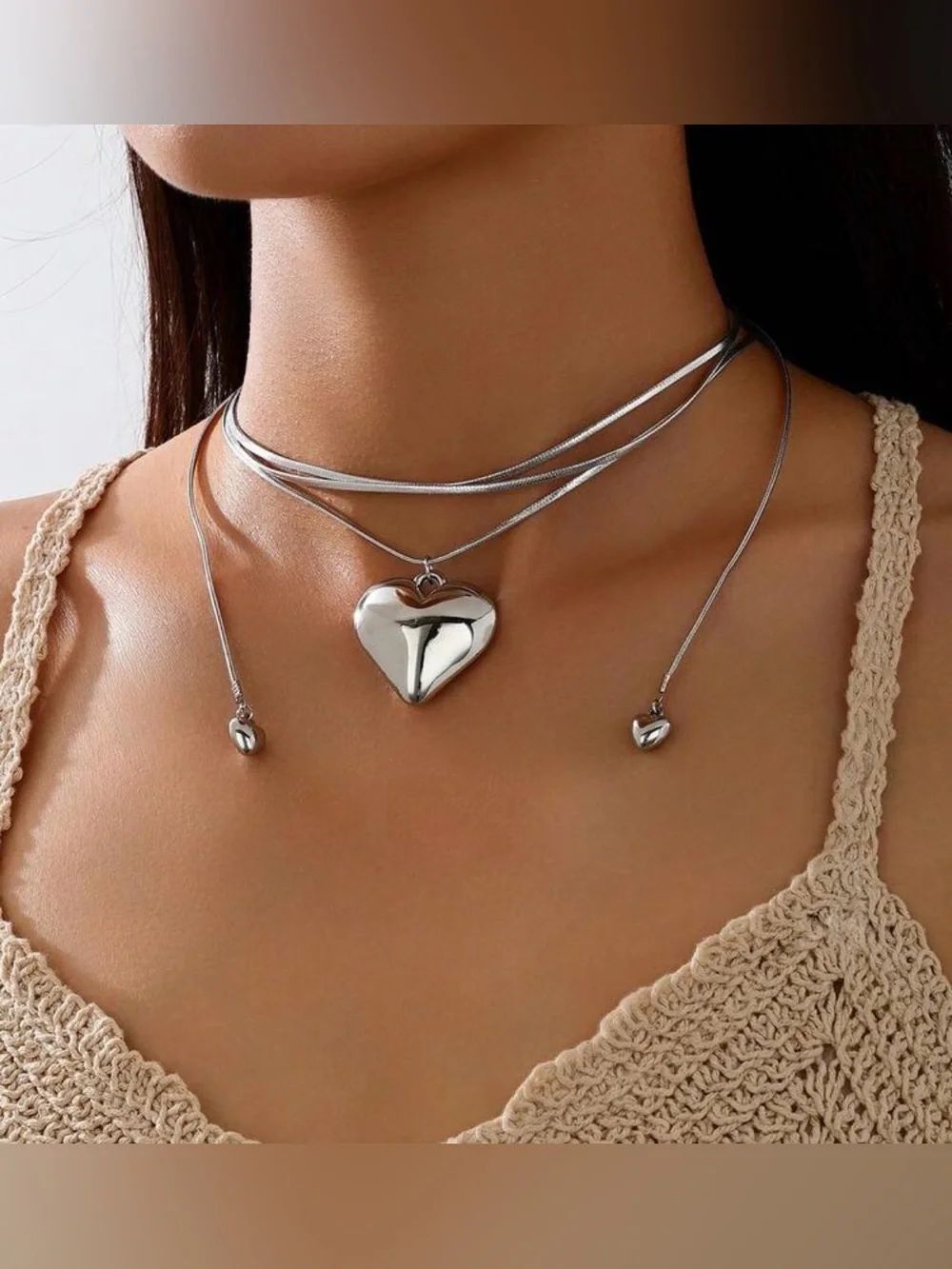Silver Heart Pendant Necklace A2175